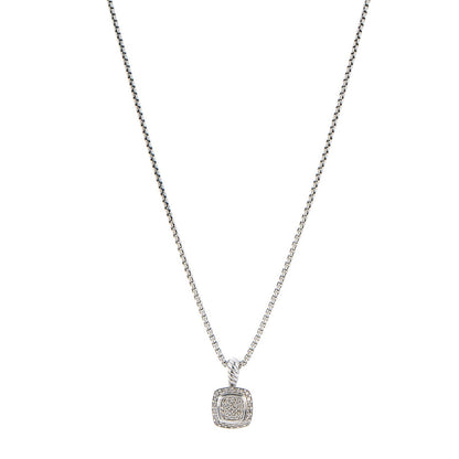 David Yurman Sterling Silver Diamond Pave 7mm Petite Albion Pendant Necklace 1 of 6
