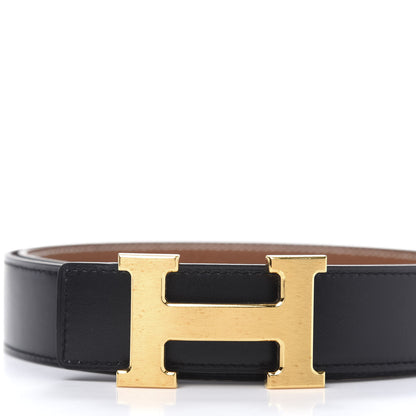 Hermes Box Taurillon Clemence 32mm H Belt 85 Black Gold 3 of 7
