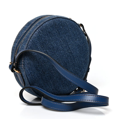 Versace Denim Mini La Medusa Chain Round Crossbody Bag Navy Blue 3 of 9
