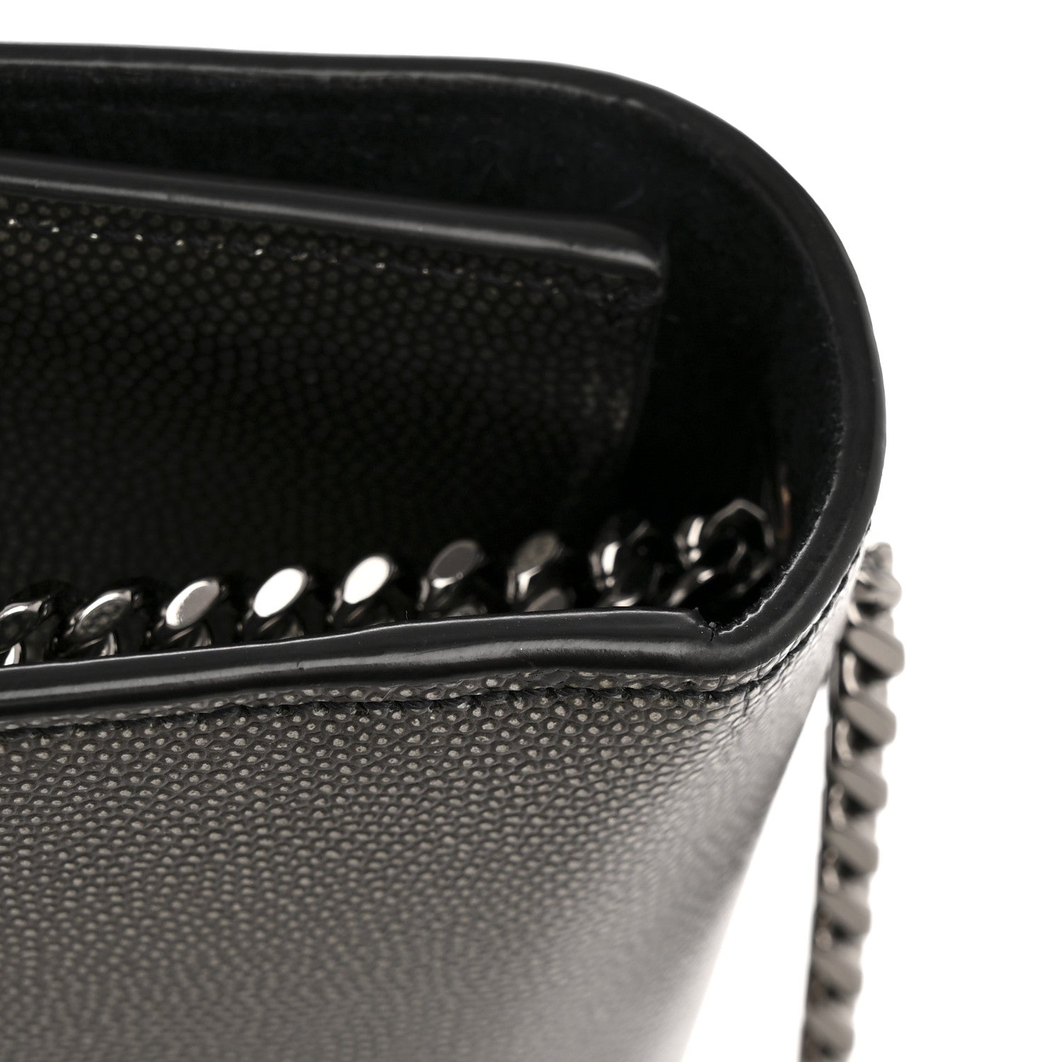 Saint Laurent Metallic Grain De Poudre Medium Classic Monogram Kate Satchel Dark Lead 13 of 13