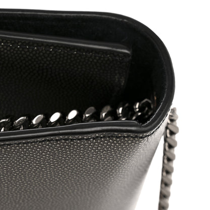 Saint Laurent Metallic Grain De Poudre Medium Classic Monogram Kate Satchel Dark Lead 13 of 13