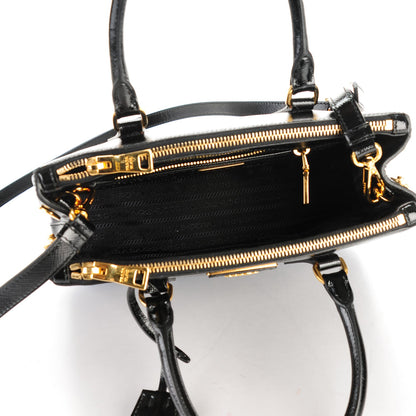 Prada Saffiano Vernice Mini Galleria Double Zip Tote Black 5 of 8