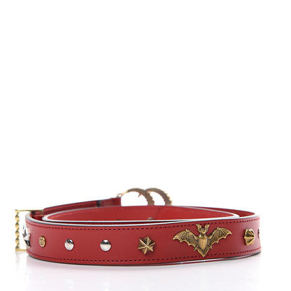Gucci Calfskin Star Studded Torchon Double G Belt 75 30 Hibiscus Red 2 of 5