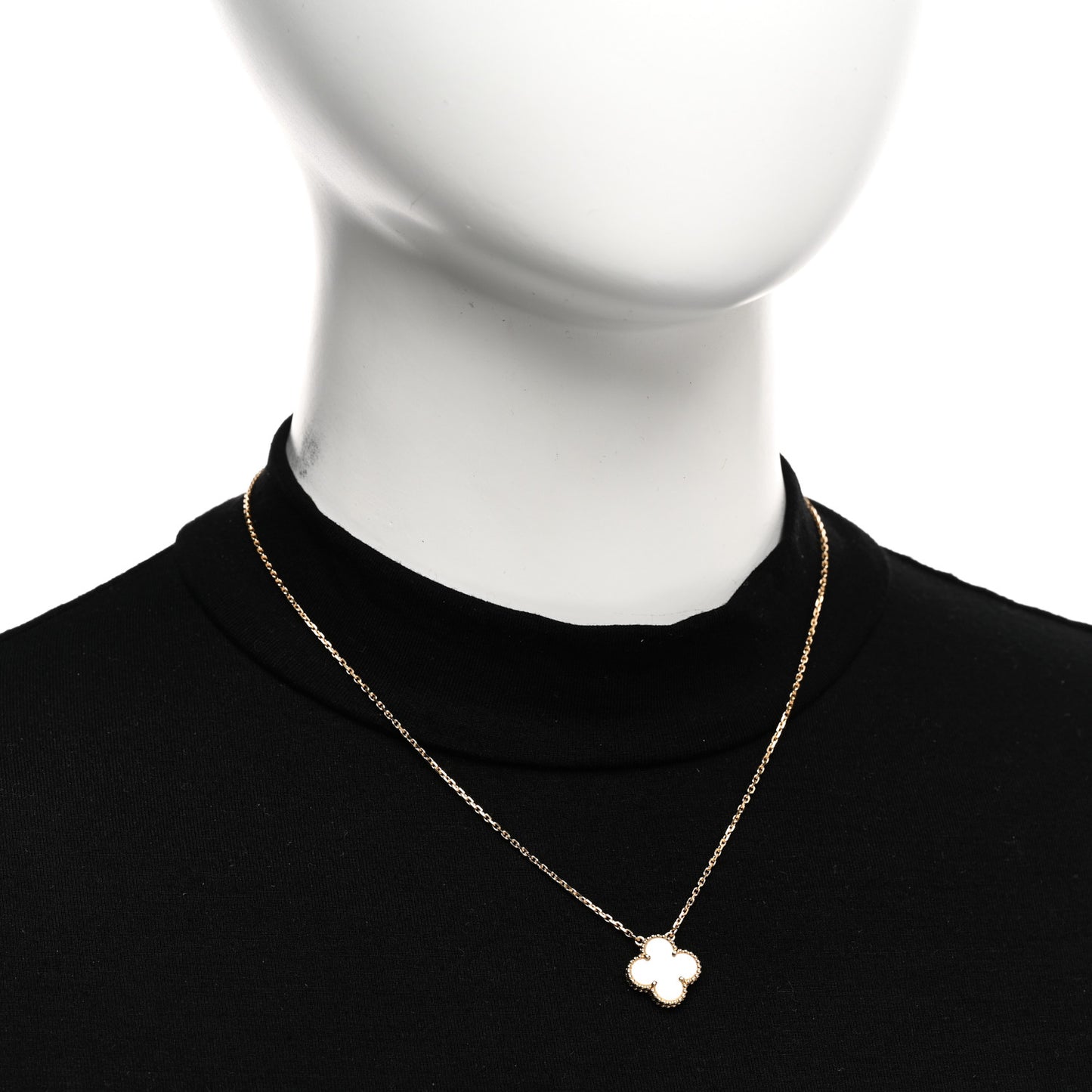 18K Yellow Gold Mother of Pearl Vintage Alhambra Pendant Necklace