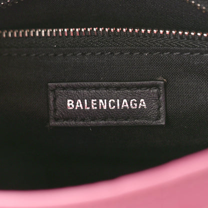 Balenciaga Shiny Supple Calfskin Crocodile Embossed Classic Silver Hardware Mini City Baby Pink 6 of 9