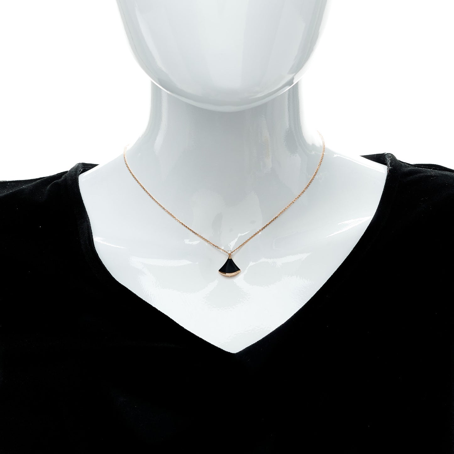 18K Rose Gold Diamond Black Onyx Divas' Dream Pendant Necklace