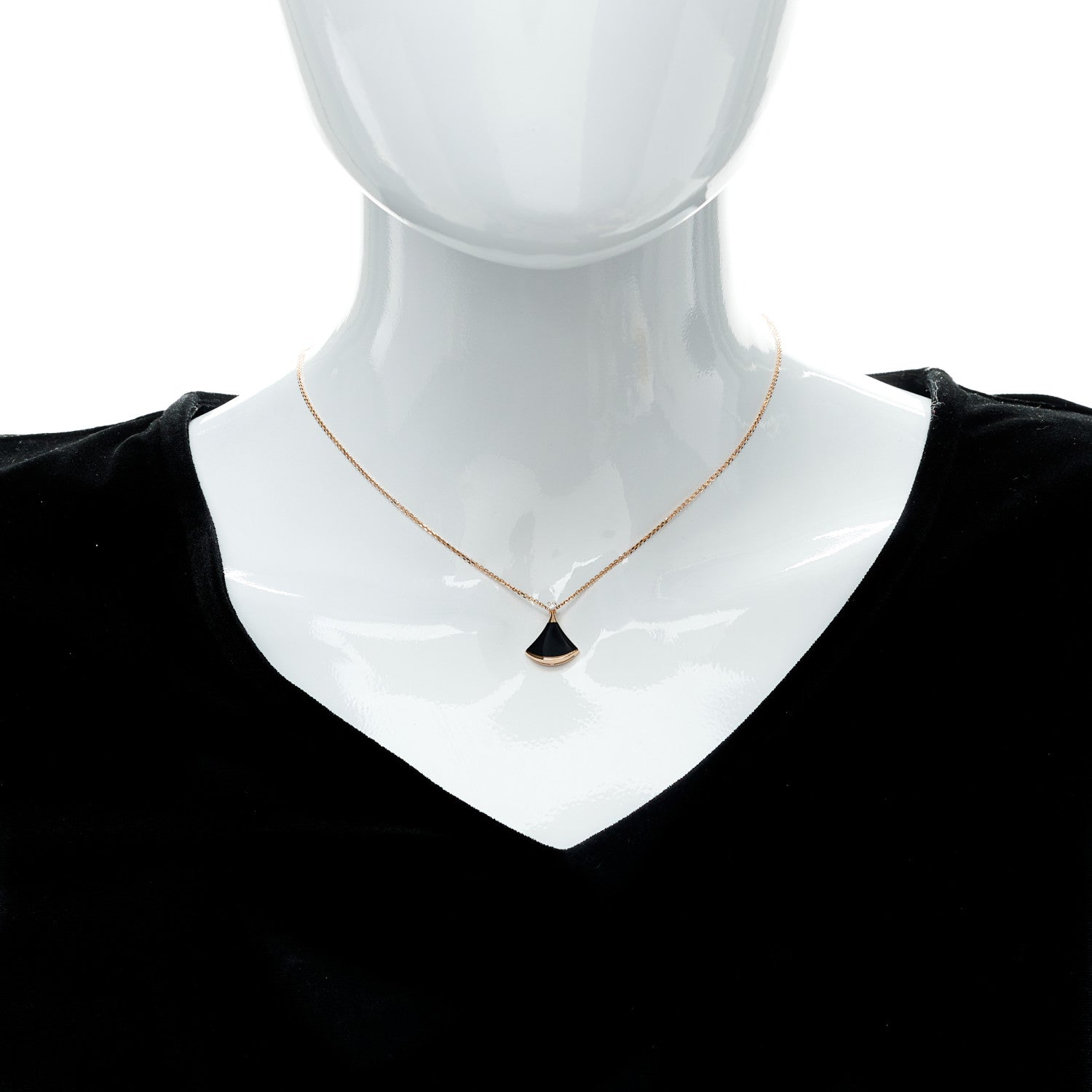Bulgari 18K Rose Gold Diamond Black Onyx Divas' Dream Pendant Necklace 2 of 9