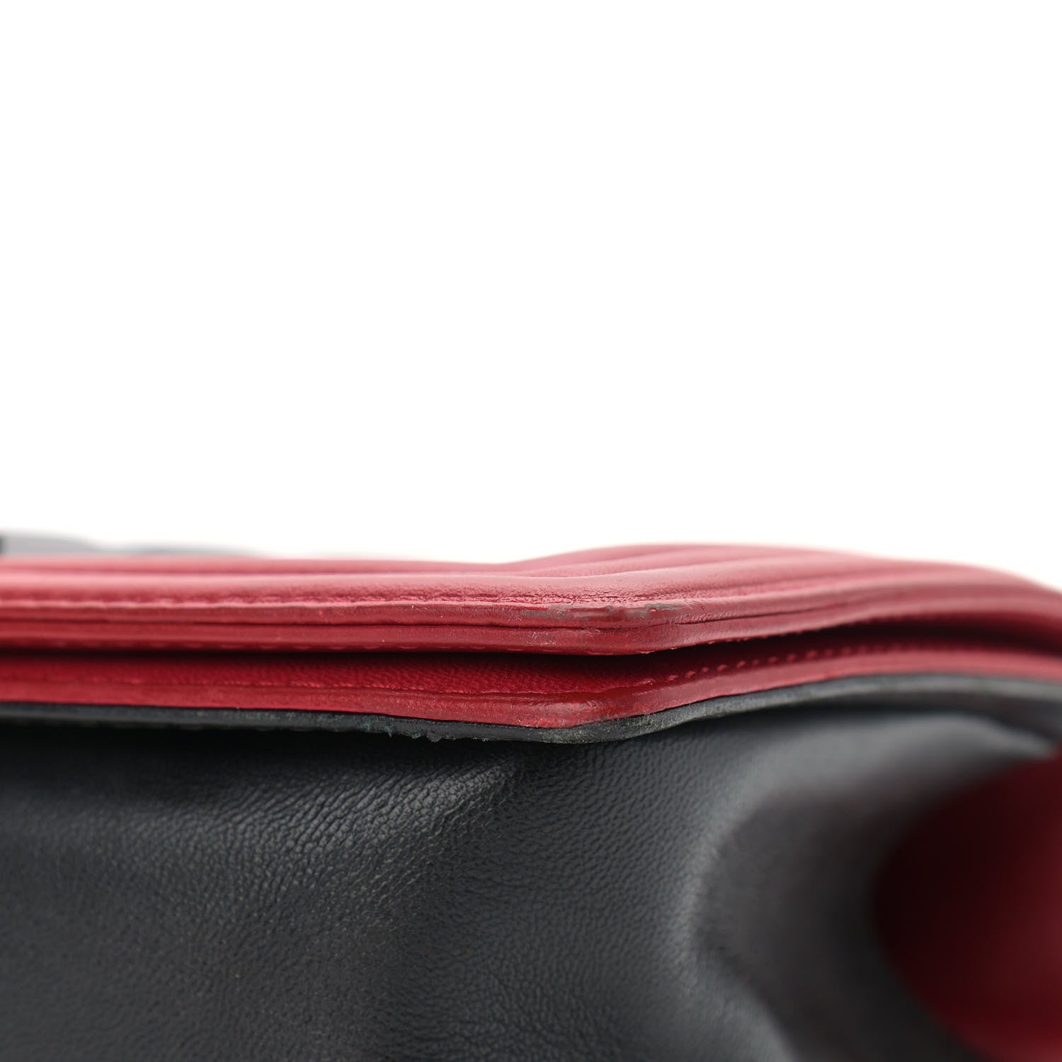 Chanel Lambskin Quilted Medium Boy Flap Black Red 9 of 14