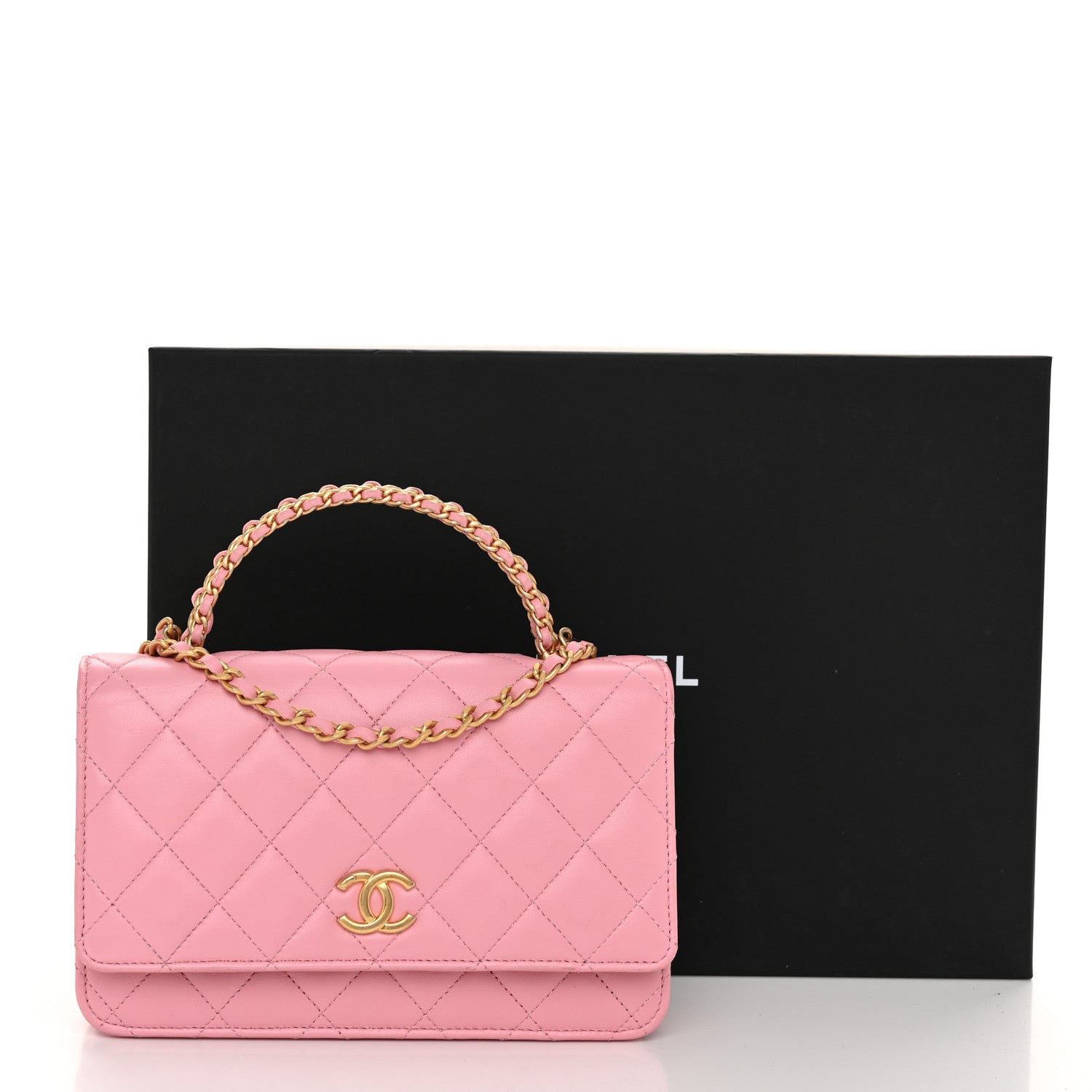 Chanel Lambskin Quilted Pick Me Up Wallet On Chain WOC Light Pink 14 of 14