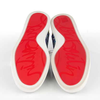 Christian Louboutin Crystal Metallic Suede Peacock Woven Lurex Gondolastrass Sneakers 40.5 Version Digitale 7 of 10