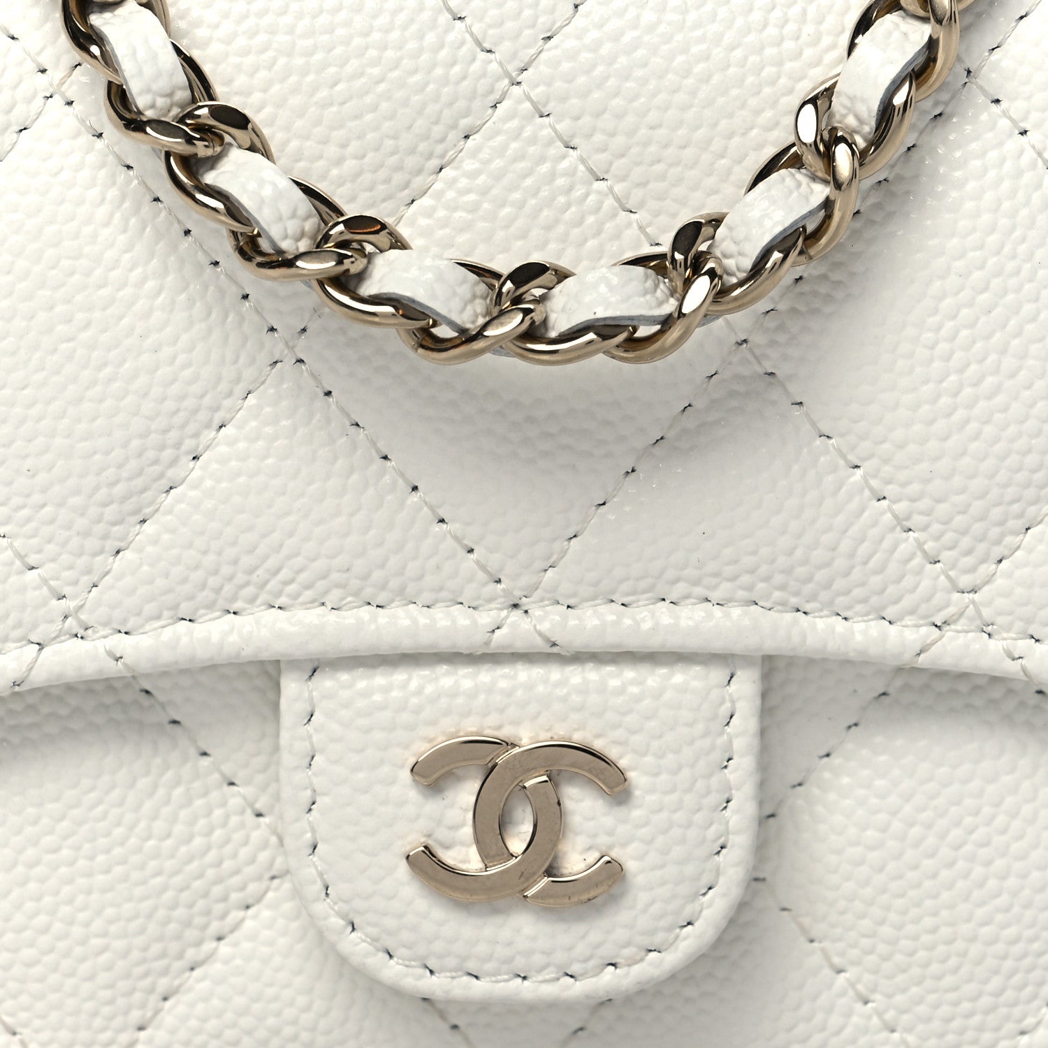 Chanel Caviar Quilted Mini Chain Bag White 9 of 12