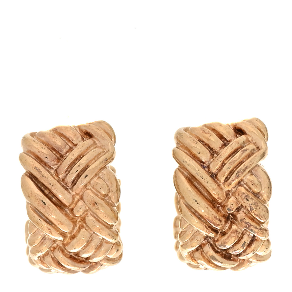 Bottega Veneta Sterling Silver Large Intreccio Hoop Earrings Gold 1 of 4