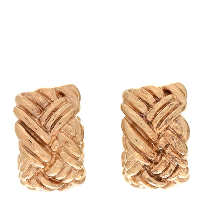 Bottega Veneta Sterling Silver Large Intreccio Hoop Earrings Gold 1 of 4