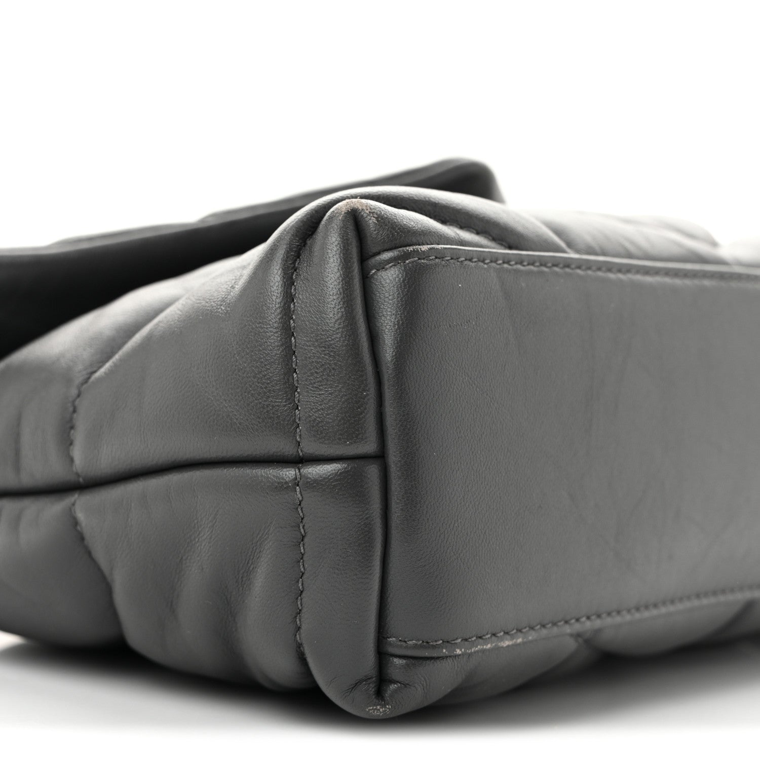 Saint Laurent Lambskin Quilted Toy Loulou Puffer Monogram Chain Satchel Fog 9 of 13