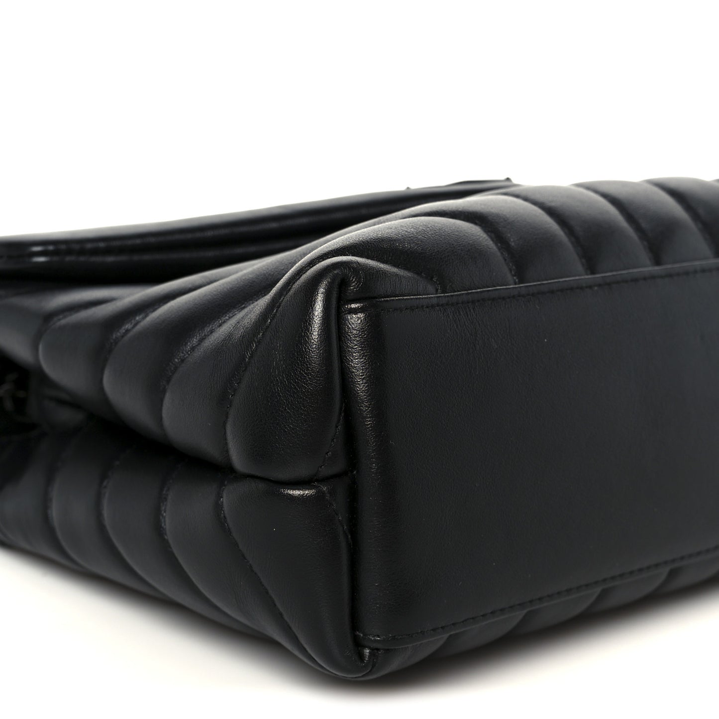 Calfskin Y Quilted Monogram Monochrome Small Loulou Chain Satchel Black