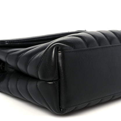 Saint Laurent Calfskin Y Quilted Monogram Monochrome Small Loulou Chain Satchel Black 10 of 11