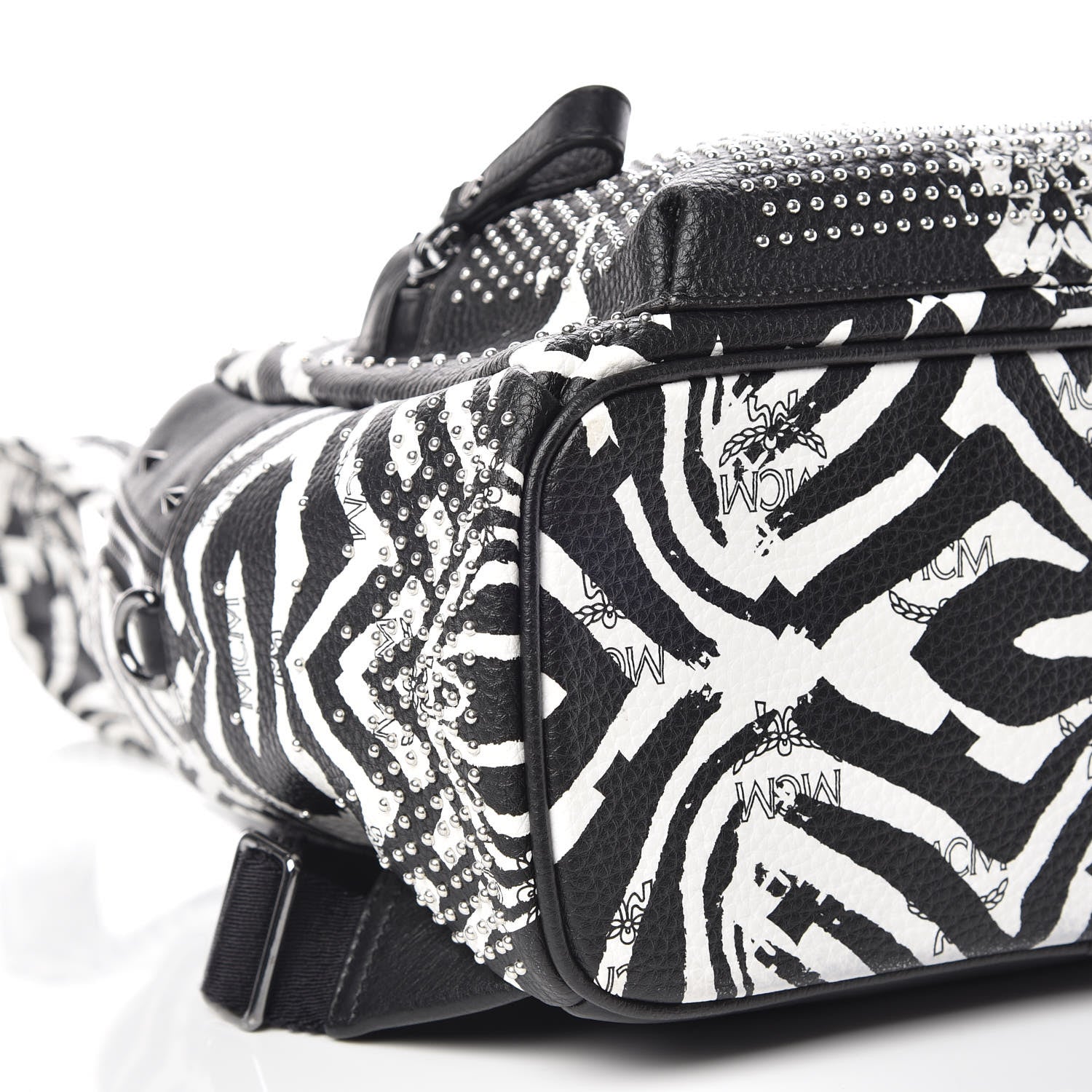 MCM Striped Visetos Small Funky Zebra Stark Backpack Black White 8 of 9