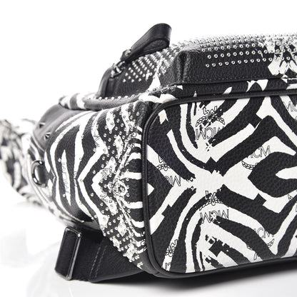 MCM Striped Visetos Small Funky Zebra Stark Backpack Black White 8 of 9