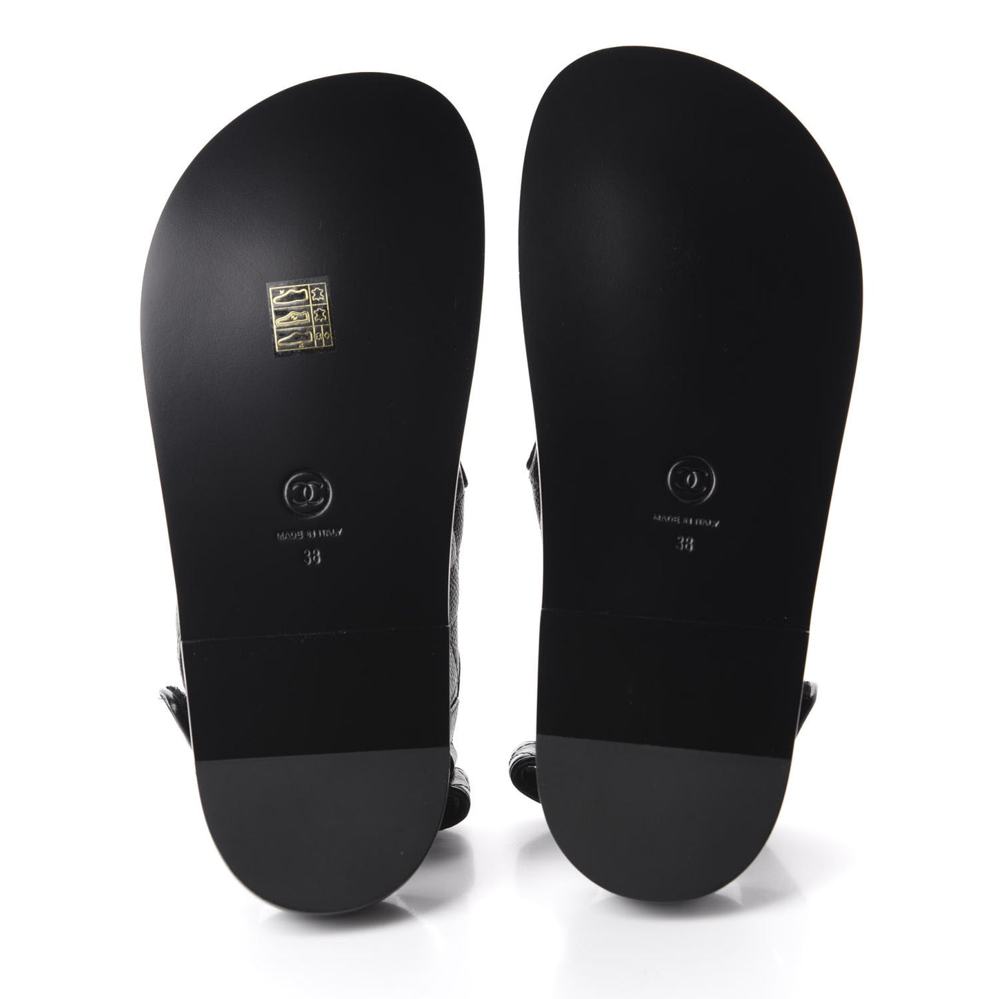Grained Calfskin Velcro Dad Sandals 38 Black