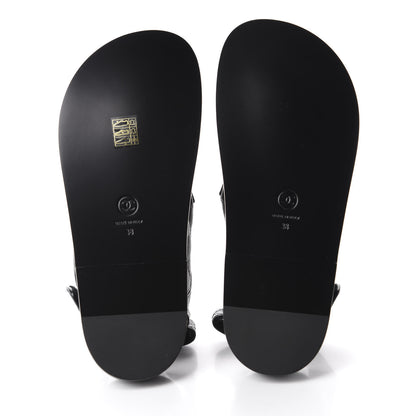 Chanel Grained Calfskin Velcro Dad Sandals 38 Black 6 of 10