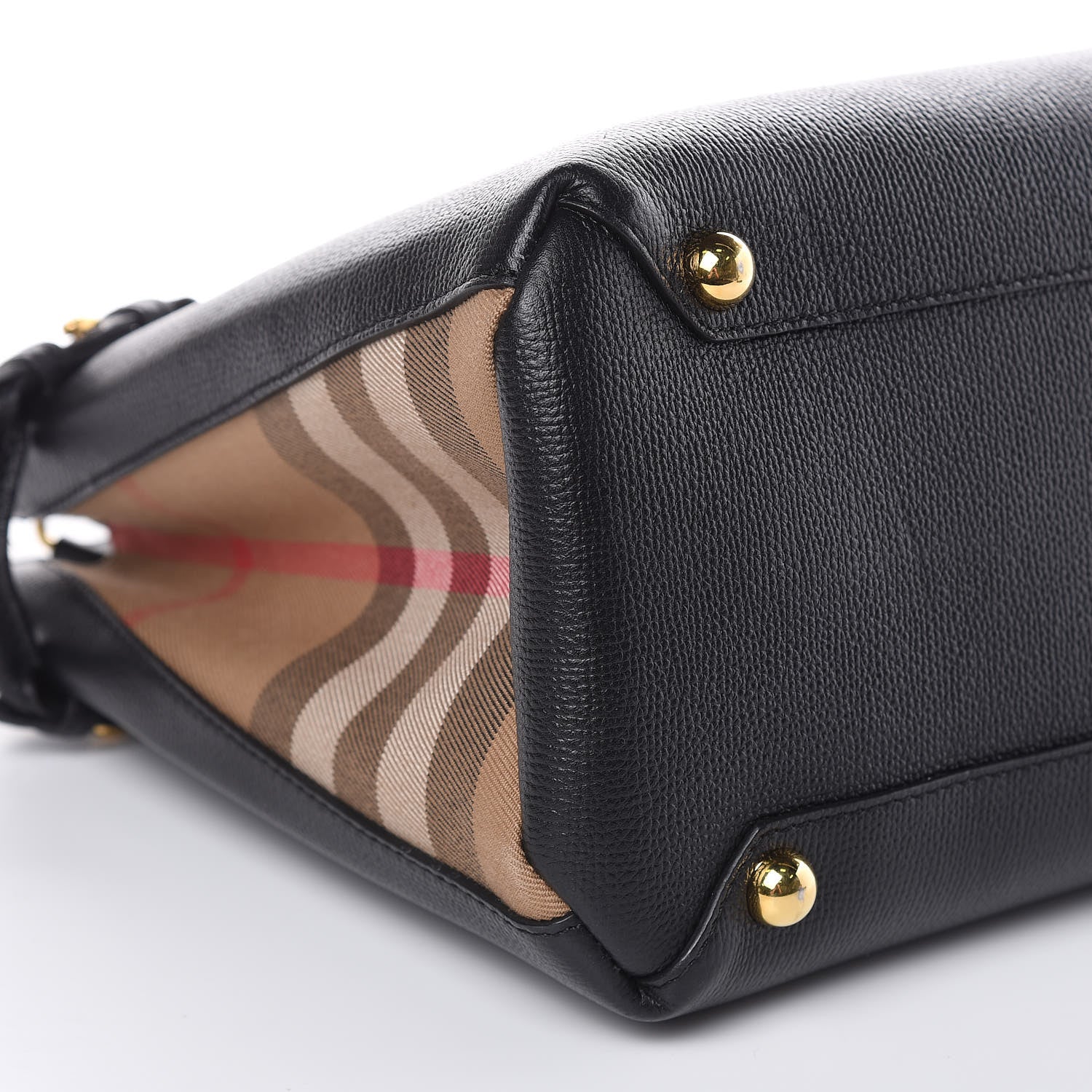 Burberry Grainy Calfskin House Check Medium Banner Tote Black 9 of 12