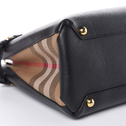 Burberry Grainy Calfskin House Check Medium Banner Tote Black 9 of 12