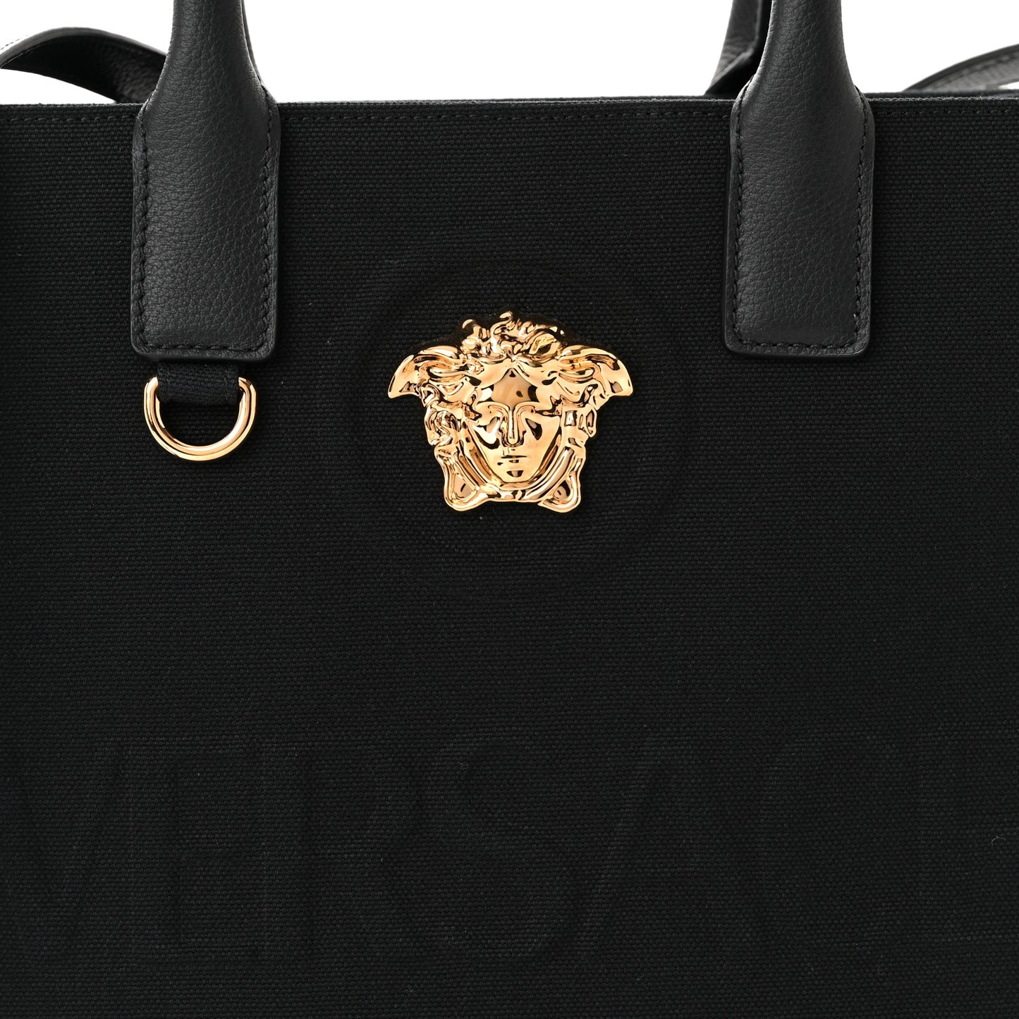 Canvas Calfskin La Medusa Small Tote Black
