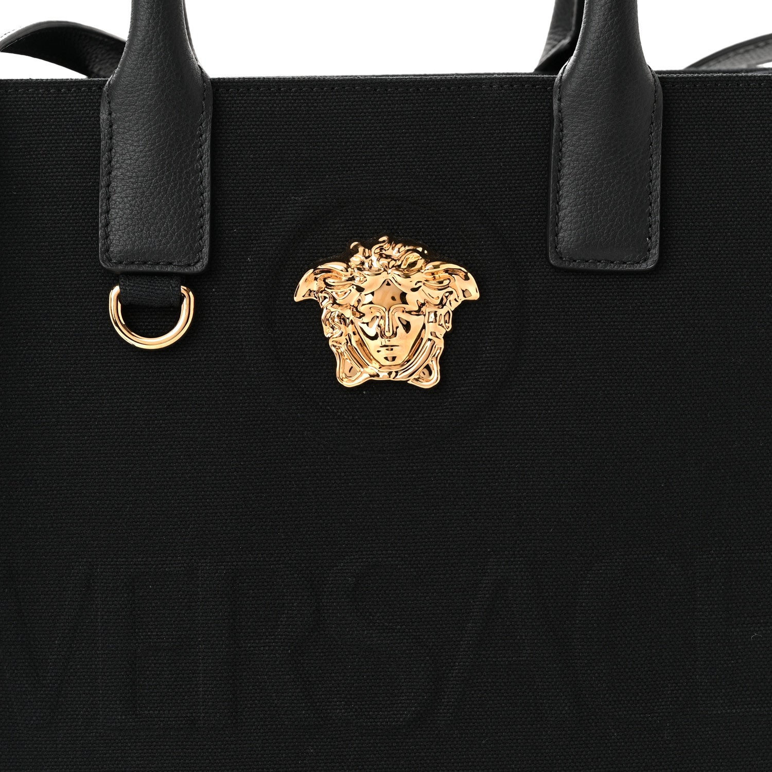 Versace Canvas Calfskin La Medusa Small Tote Black 7 of 12