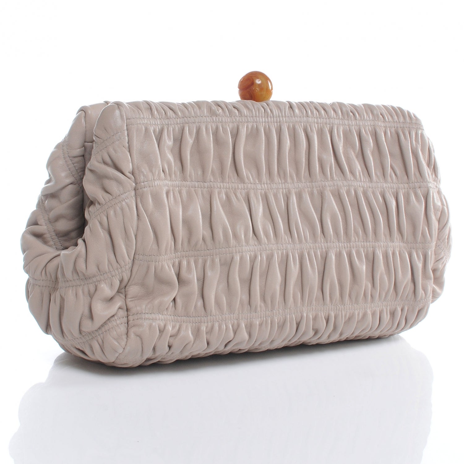 Prada Nappa Gaufre Ruched Clutch Pomice 3 of 10