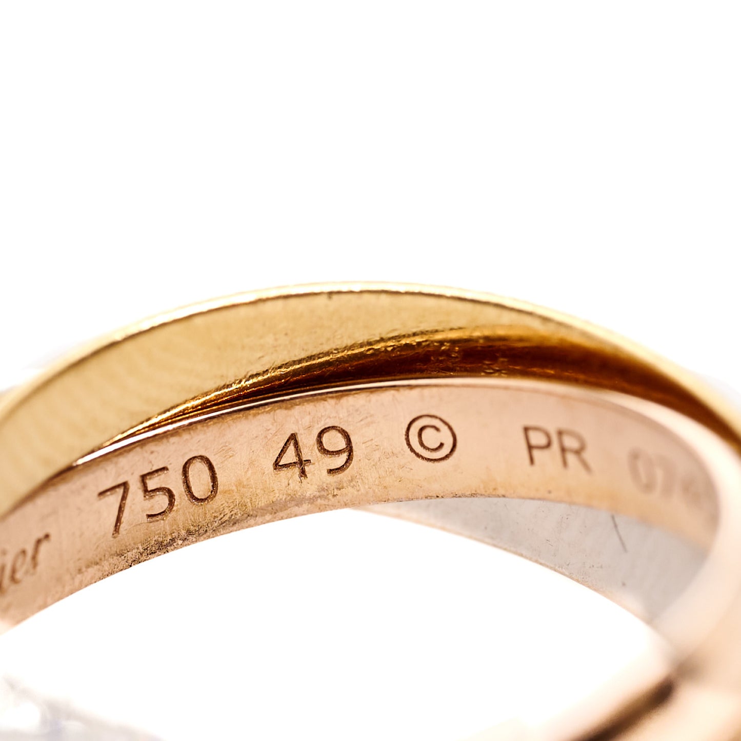 18K White Yellow Pink Gold Diamond Small Trinity Paved Ring 49 4.75