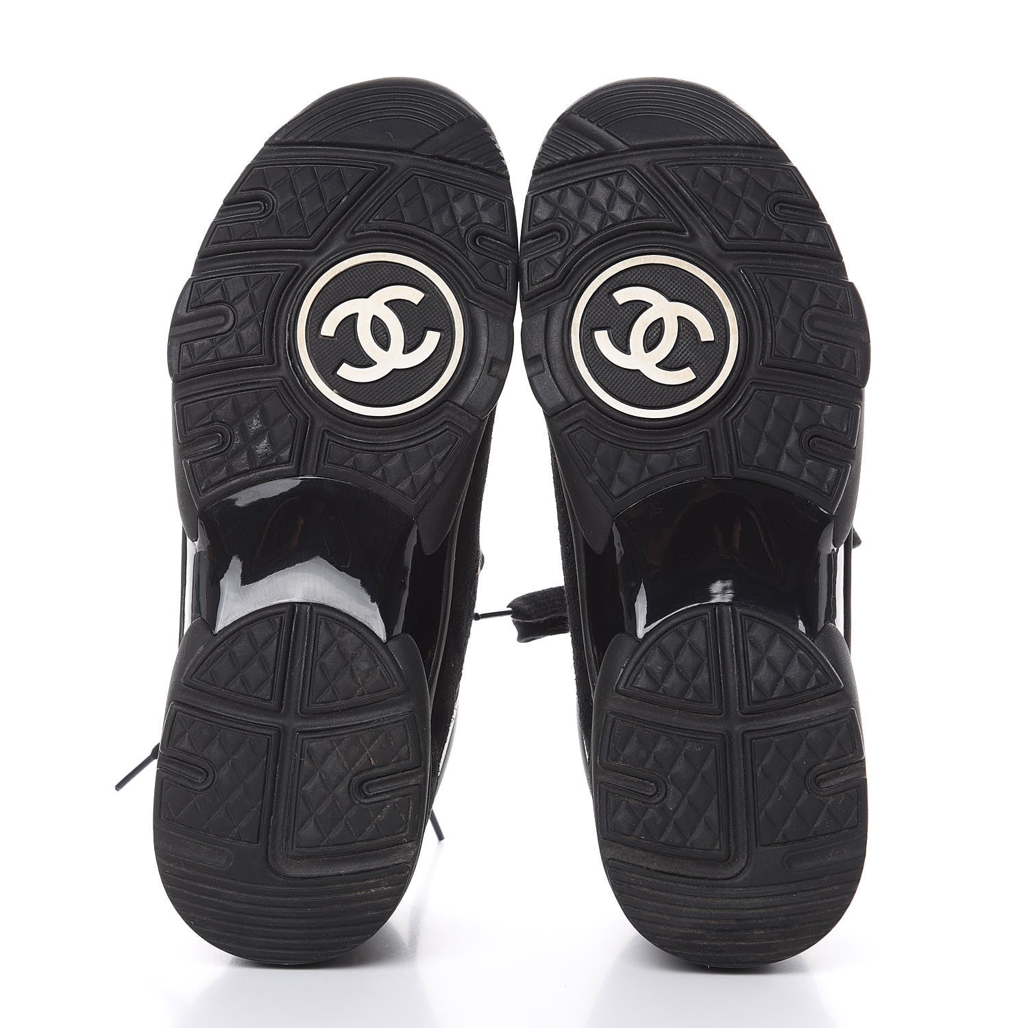 Chanel Suede Tweed CC Sneakers 38.5 Black Gold 5 of 8