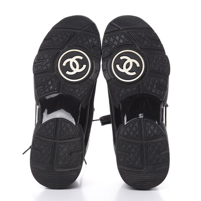 Chanel Suede Tweed CC Sneakers 38.5 Black Gold 5 of 8