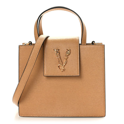 Versace Saffiano Virtus Top Handle Shoulder Bag Camel 1 of 8
