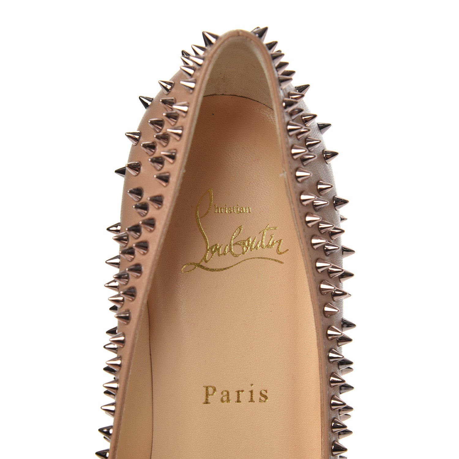 Christian Louboutin Nappa Studded Escarpic 70 Pumps 38.5 Nude Gold Rose 7 of 8
