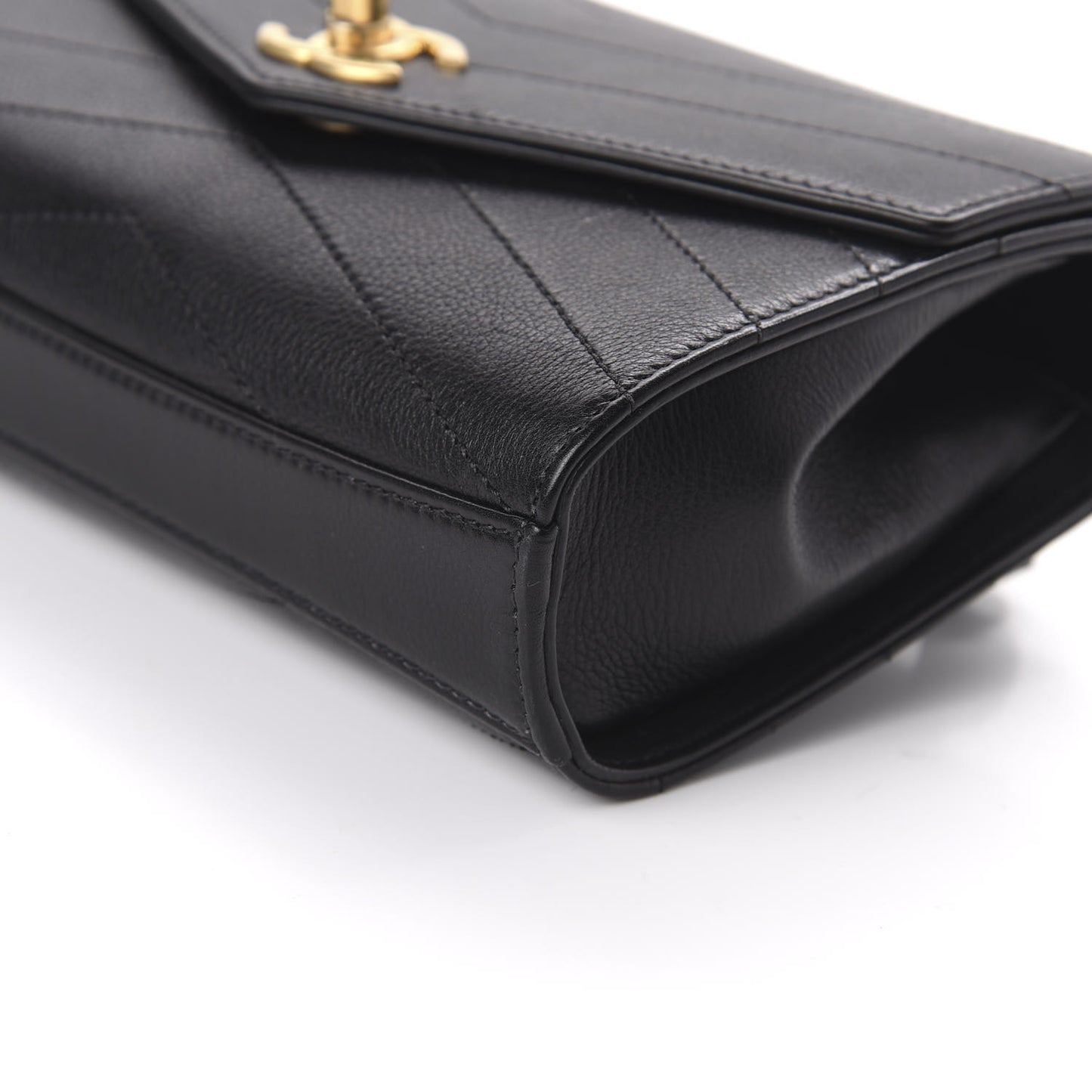 Calfskin Chevron Stitched Coco Waist Bag Black