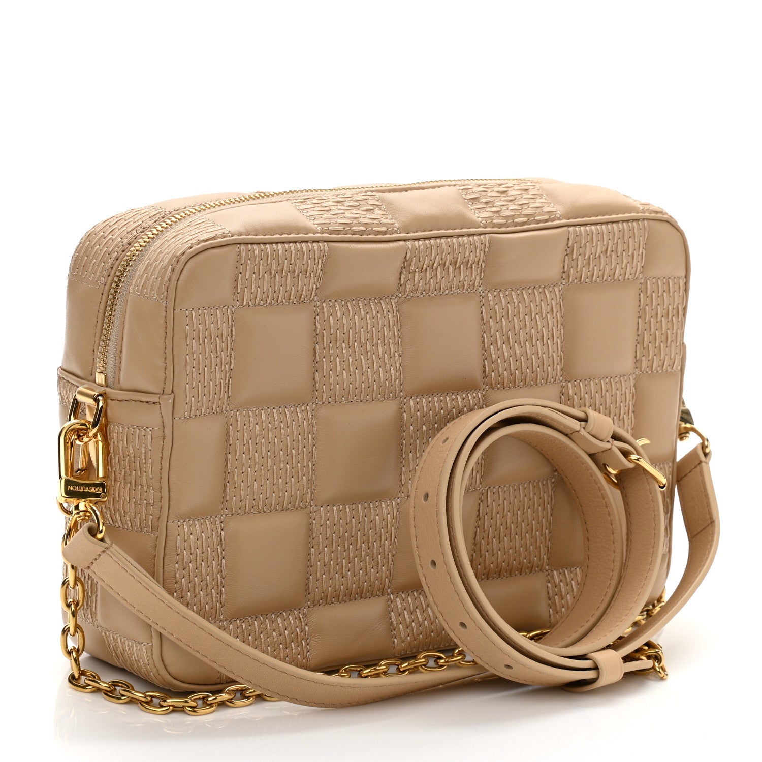Louis Vuitton Lambskin Damier Quilt Troca MM Cashmere Beige 3 of 9
