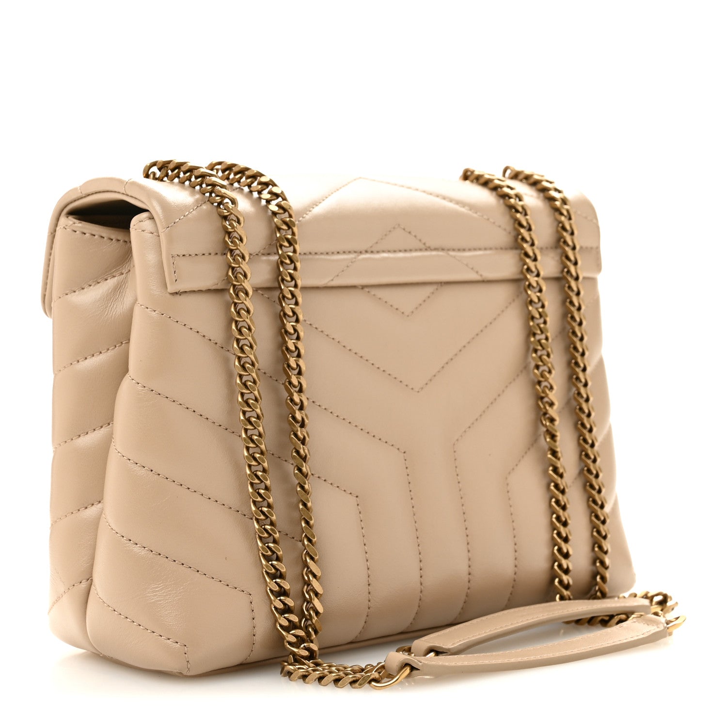 Saint Laurent Calfskin Y Quilted Monogram Small Loulou Crossbody Bag Dark Beige 3 of 14