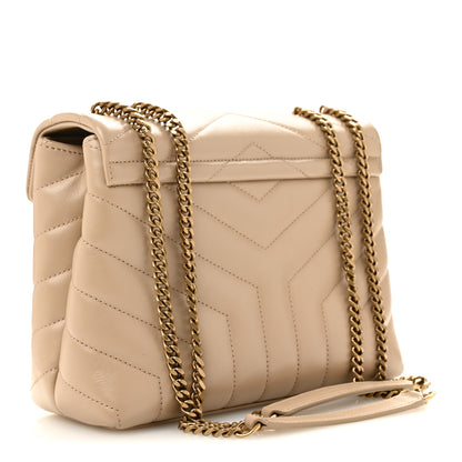 Saint Laurent Calfskin Y Quilted Monogram Small Loulou Crossbody Bag Dark Beige 3 of 14