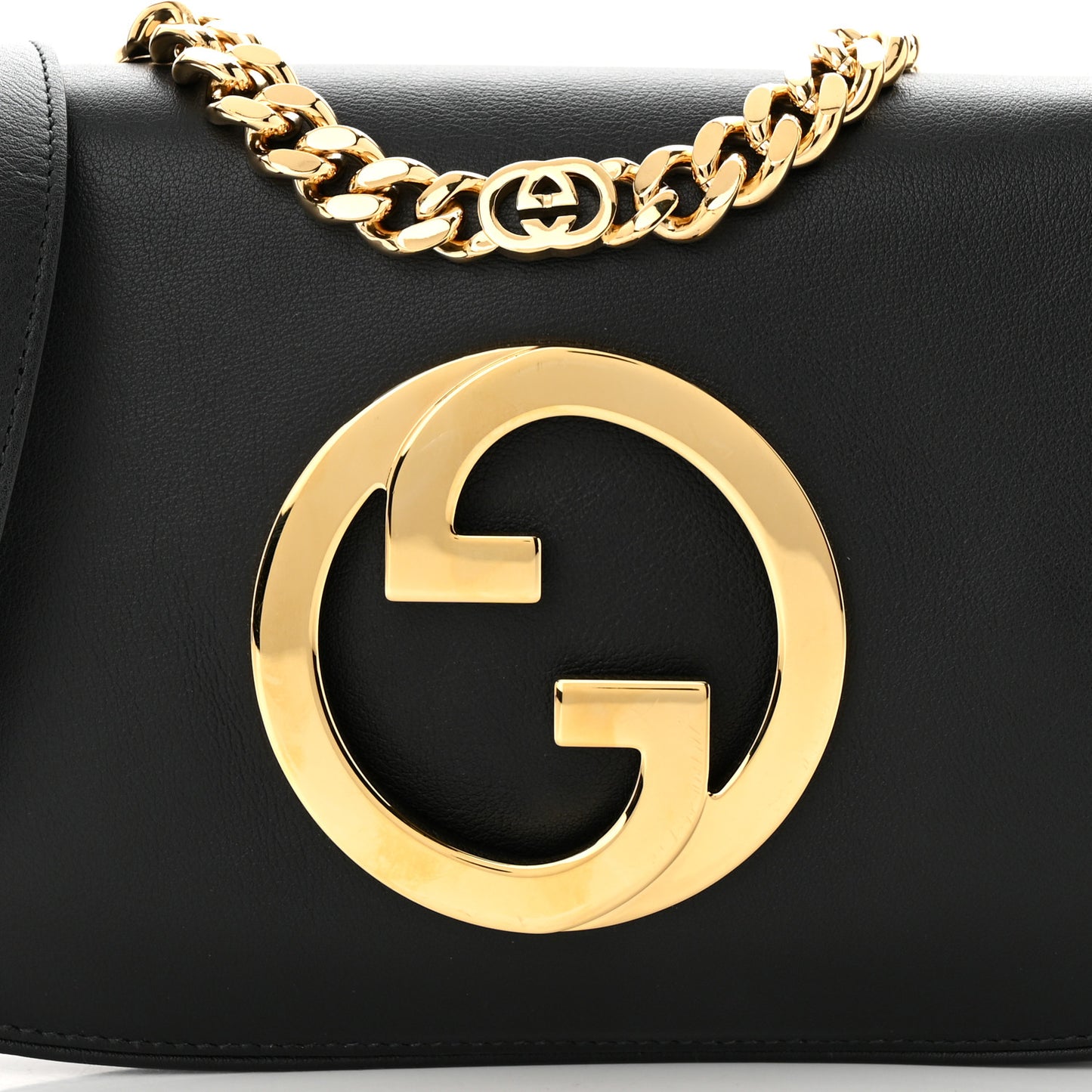 Roxy Calfskin Blondie Chain Shoulder Flap Bag Black