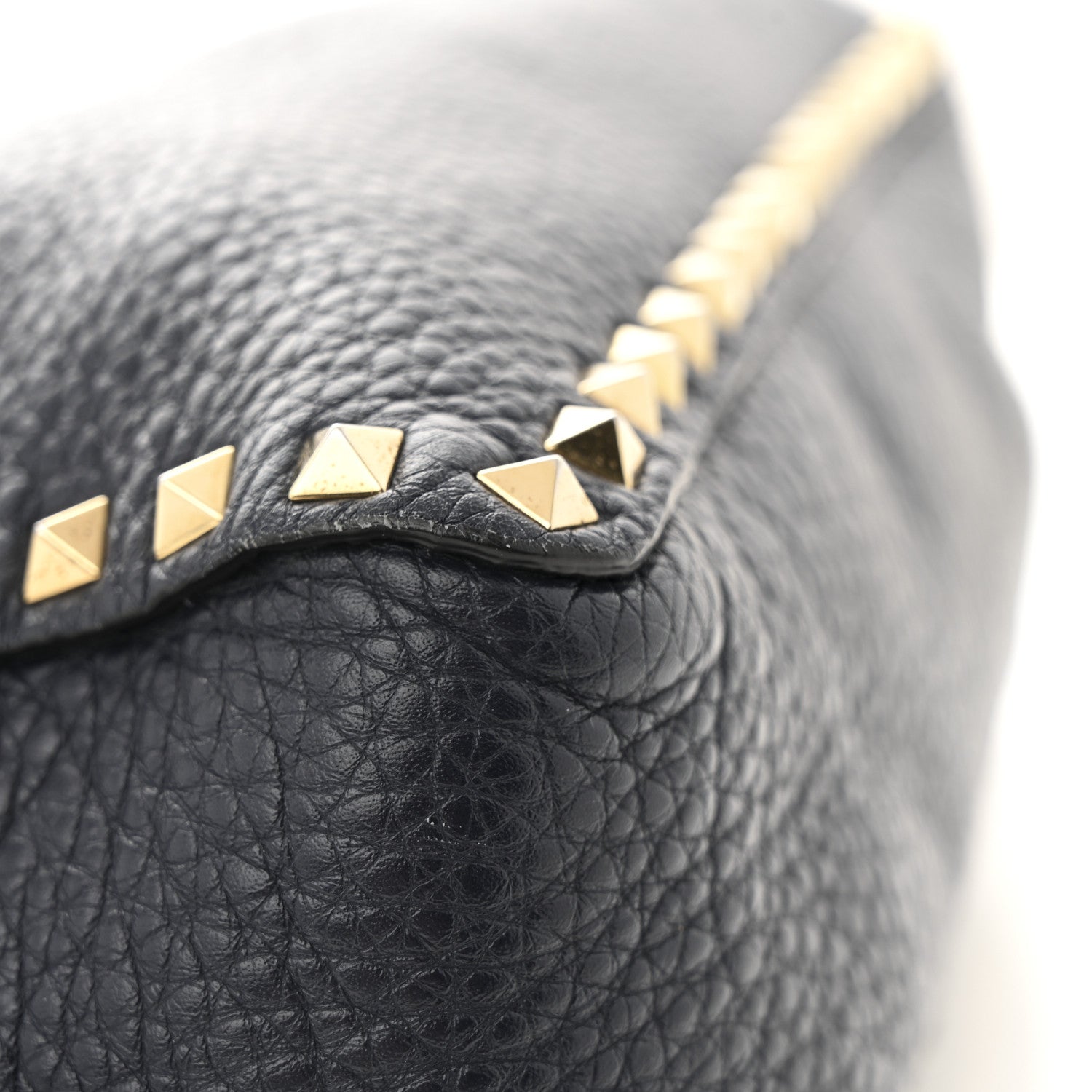 Valentino Garavani Pebbled Calfskin Rockstud Flip Lock Flap Messenger Satchel Marine 14 of 16