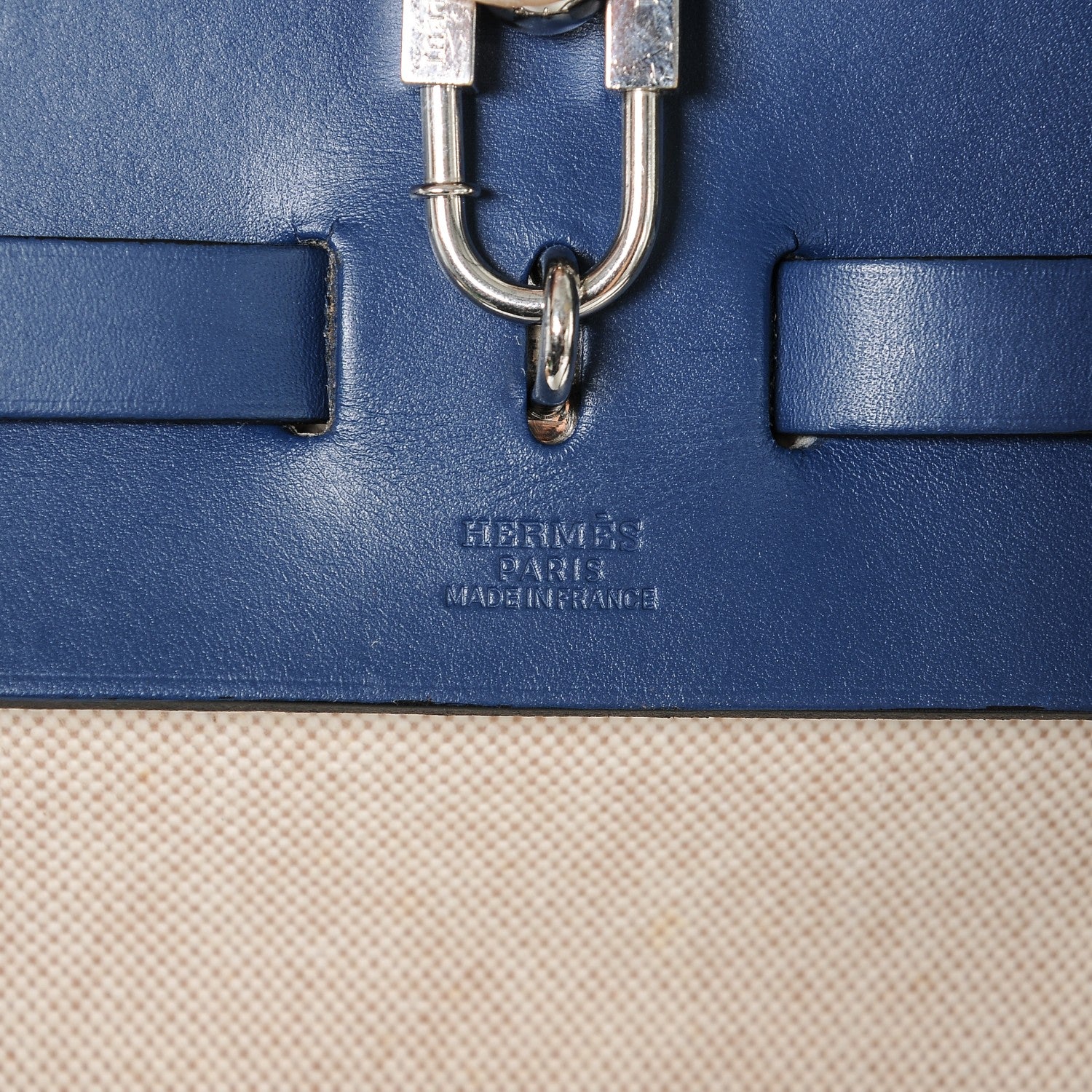 Hermes Toile Calfskin Herbag Zip 39 MM Natural Bleu 6 of 7