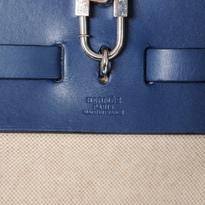 Hermes Toile Calfskin Herbag Zip 39 MM Natural Bleu 6 of 7