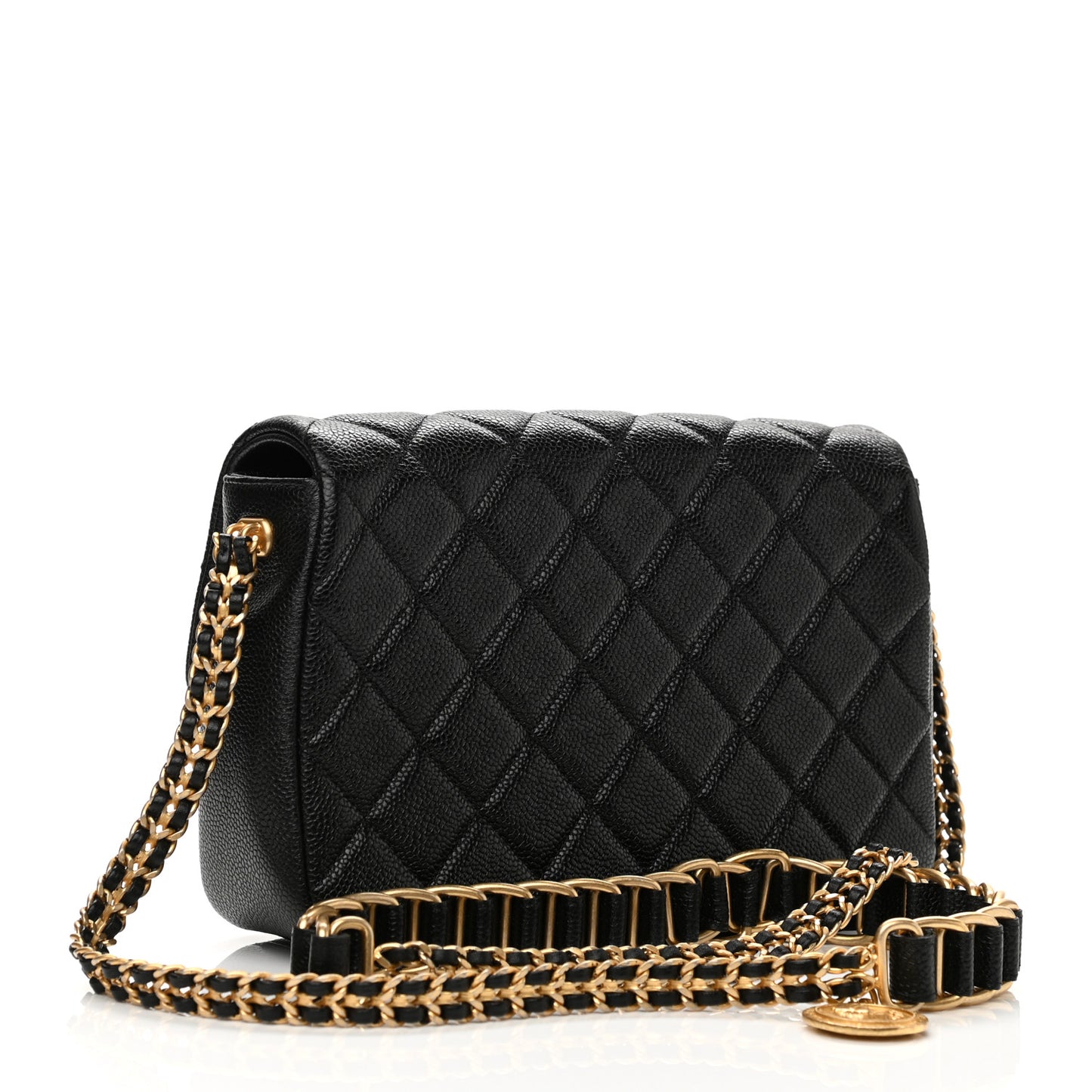 Caviar Quilted Chain Soul Flap Black