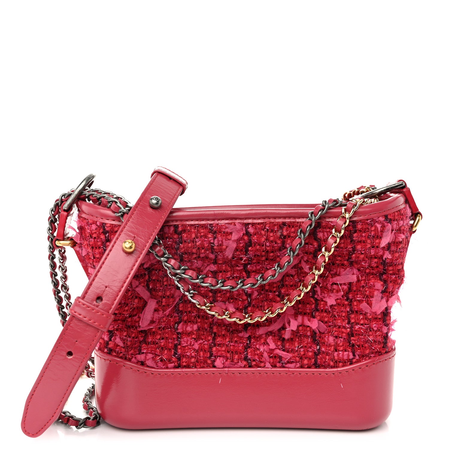 Chanel Tweed Calfskin Small Gabrielle Hobo Pink 1 of 11