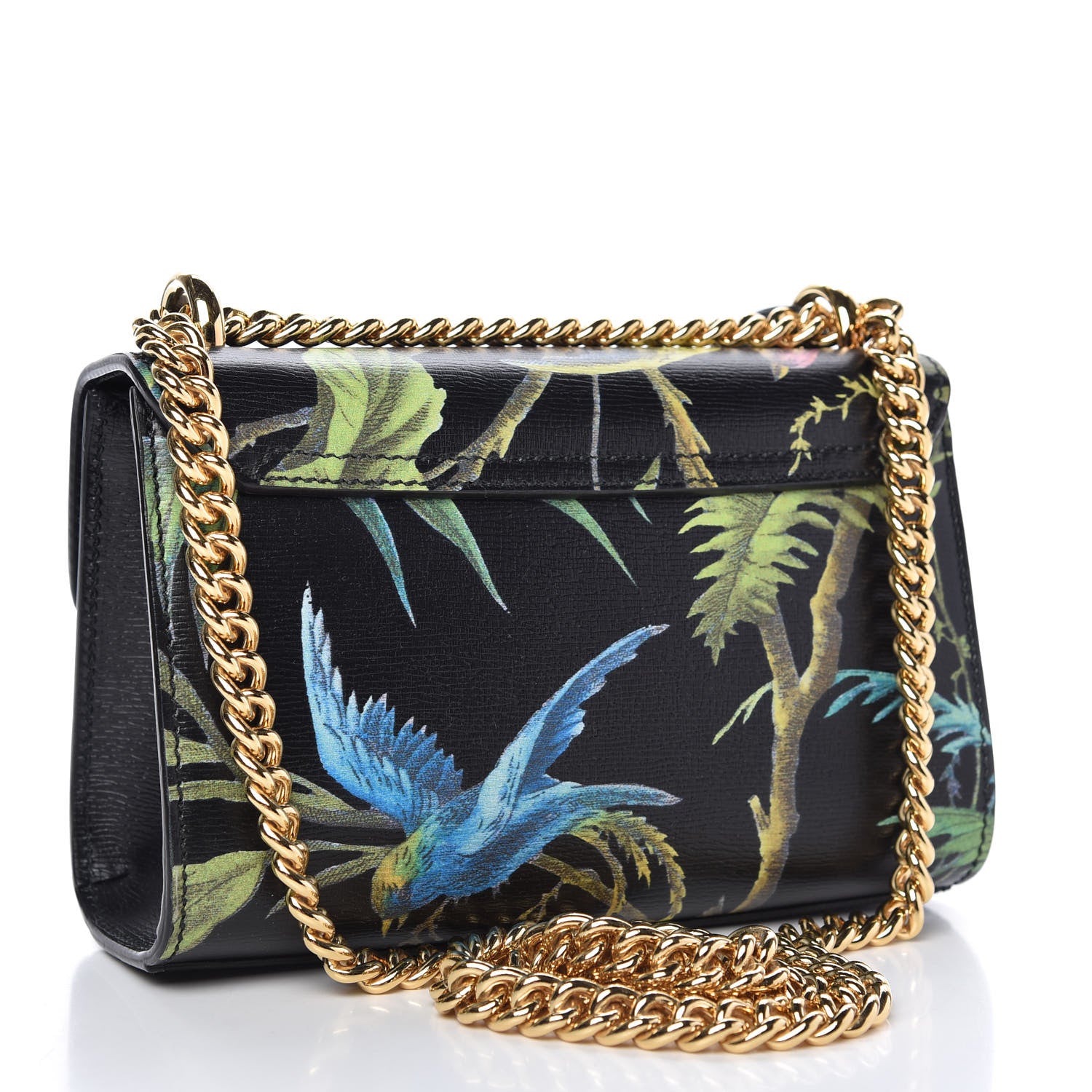 Gucci Calfskin Tropical Print Small Padlock Shoulder Bag Black Multi 4 of 11