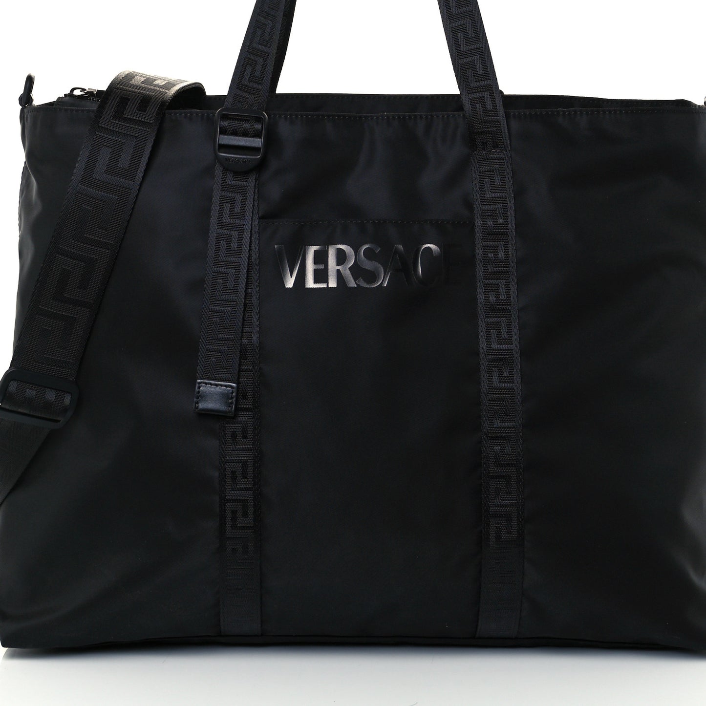 Nylon La Greca Logo Tote Black