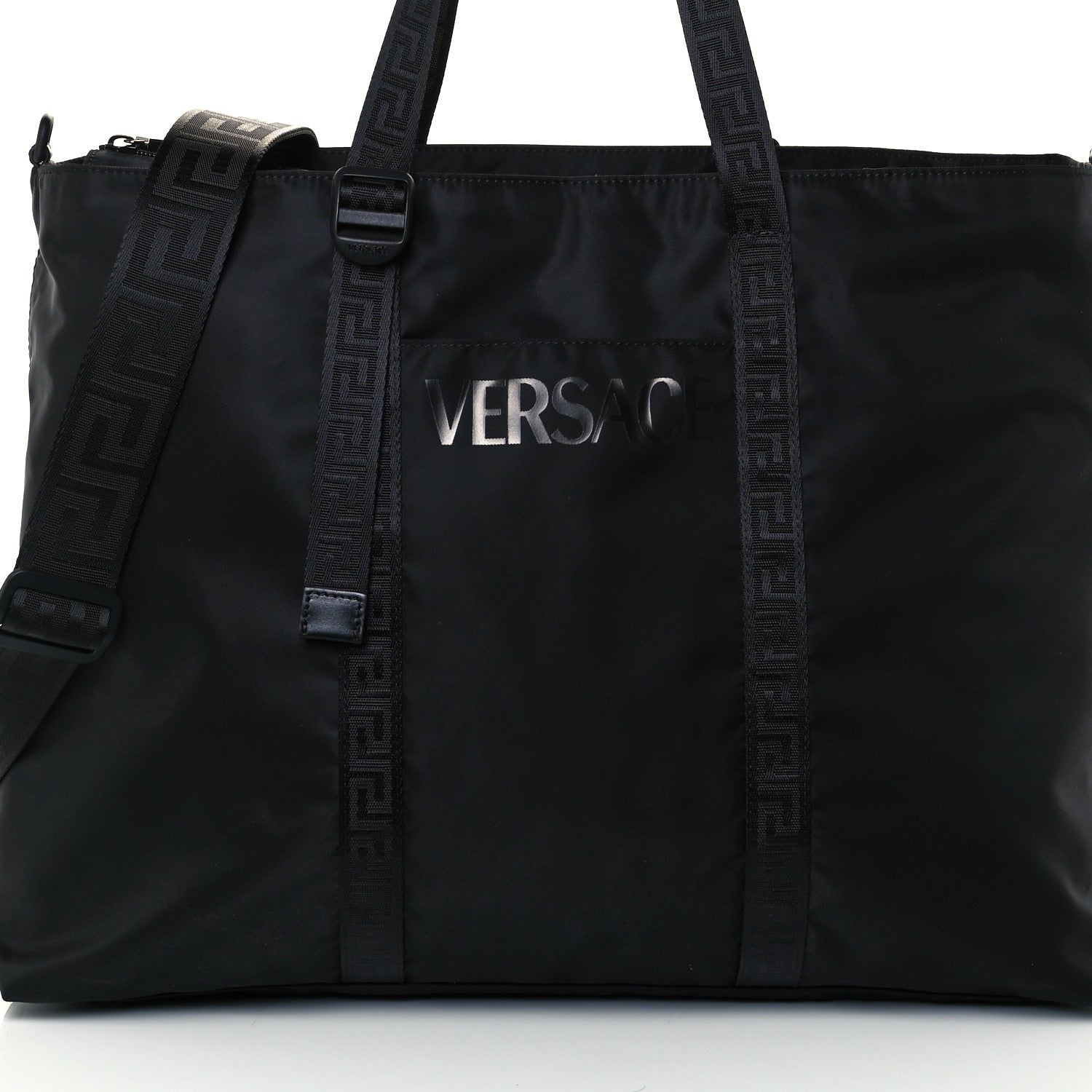 Versace Nylon La Greca Logo Tote Black 9 of 11