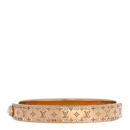 Louis Vuitton Brass Crystal Monogram Nanogram Strass Cuff S Gold 1 of 6