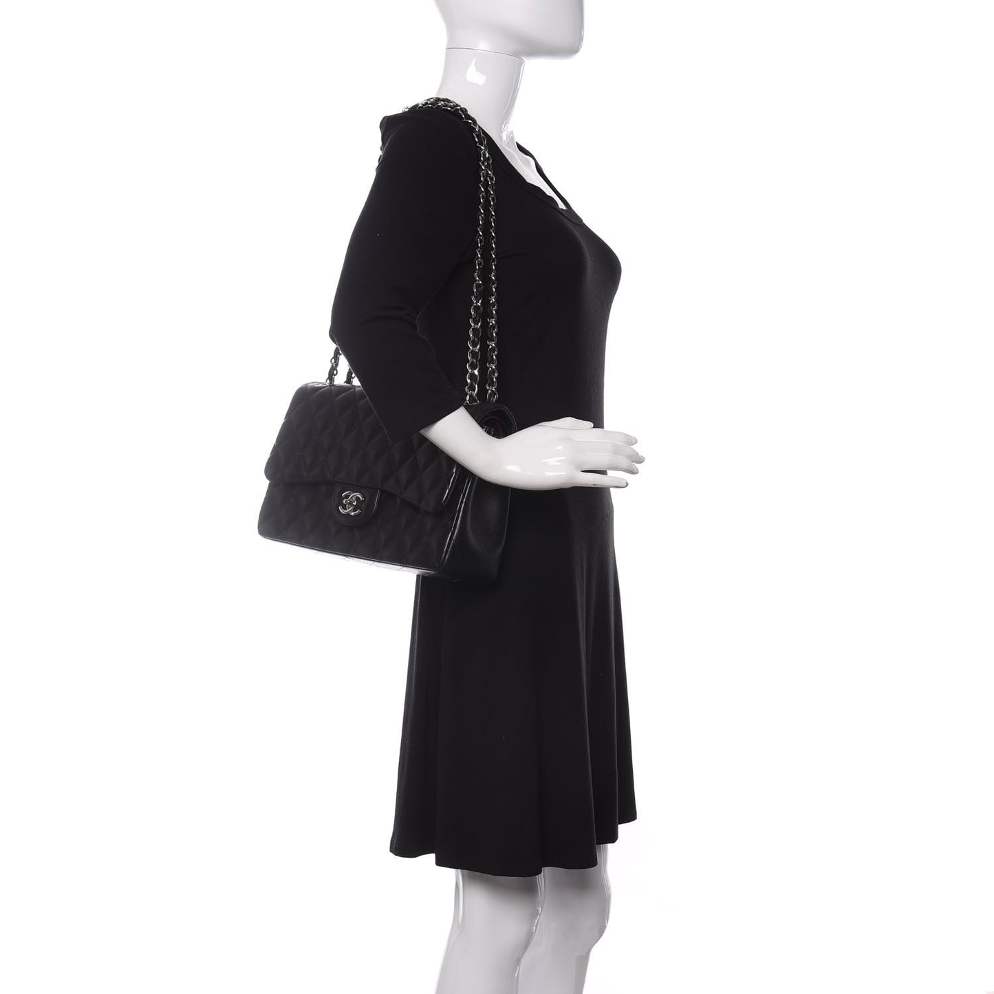 Lambskin Quilted Jumbo Double Flap Black