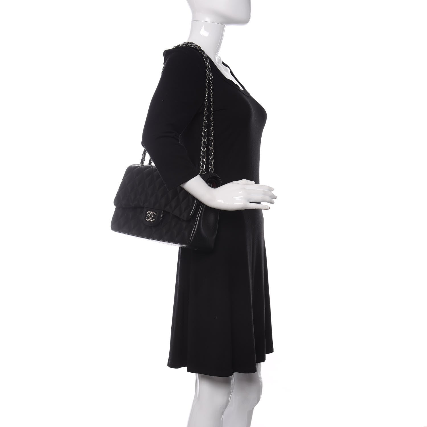 Chanel Lambskin Quilted Jumbo Double Flap Black 2 of 12